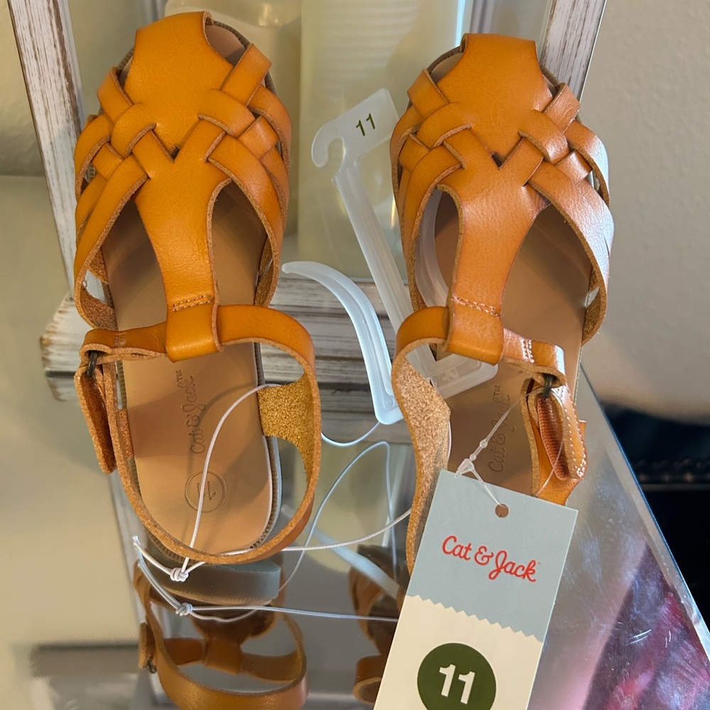 Cat & Jack Orange Sandals with Woven Design